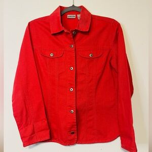 Chico's Vibrant Red Jean Jacket